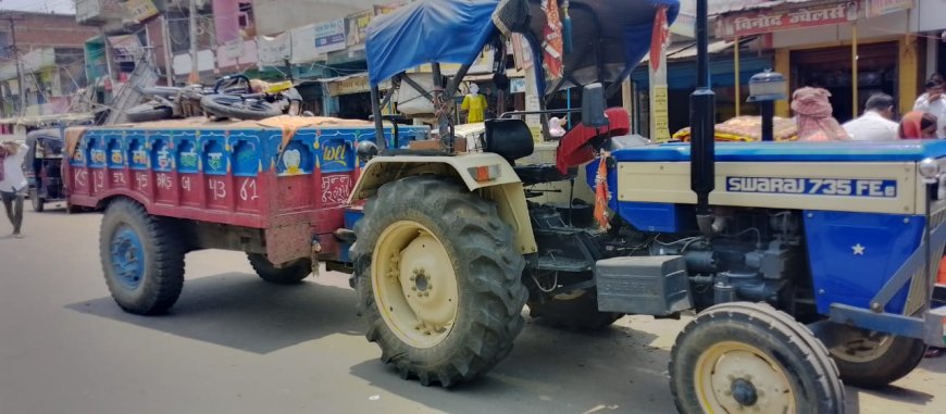 ट्रैक्टर-बाइक की टक्कर में एक युवक गंभीर रूप से घायल, रेफर।